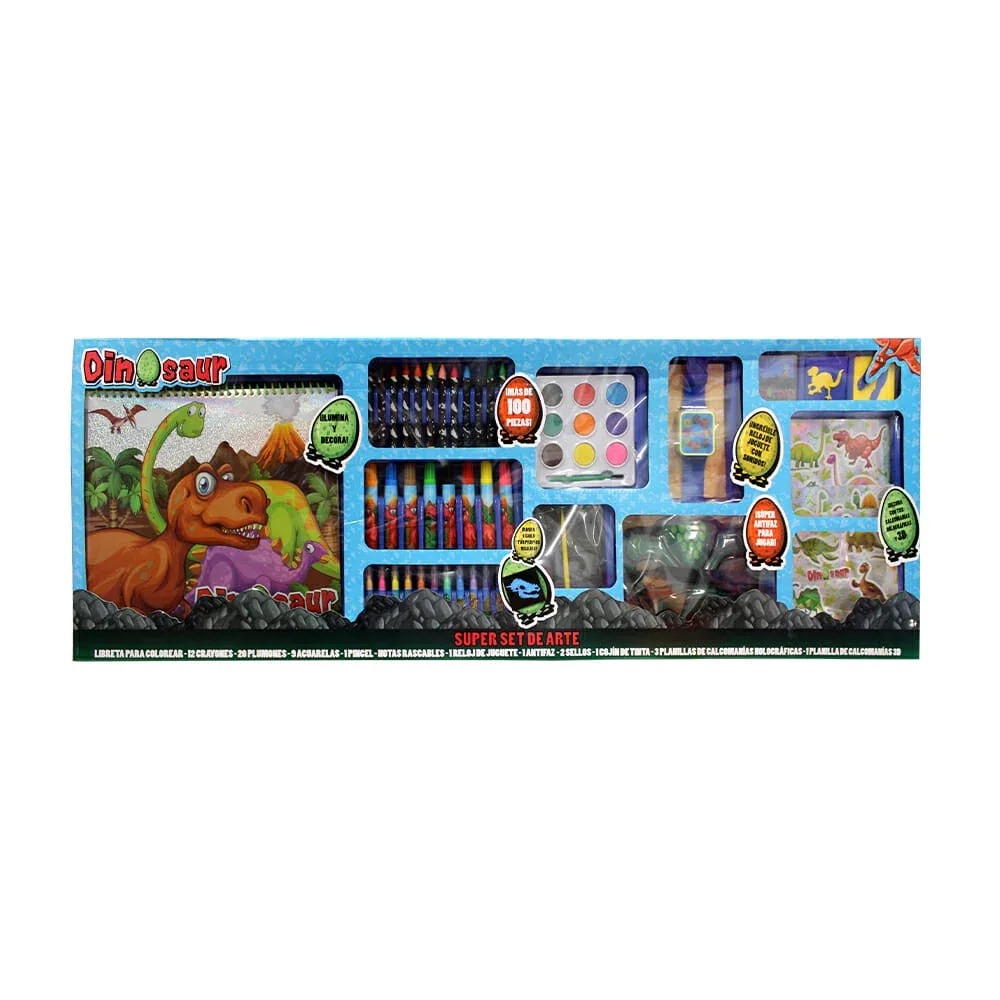 Súper set de arte dinosaurio con más de 100 accesorios para colorear / 26452a