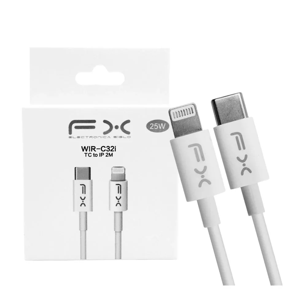 Cable fx para transferencia de datos o carga rápida, tipo c a lightning, 2mt