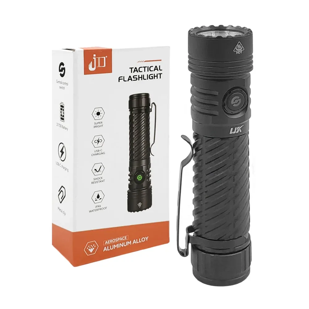 Linterna recargable multiusos con 5 modos de iluminación + clip, 13.5 cm