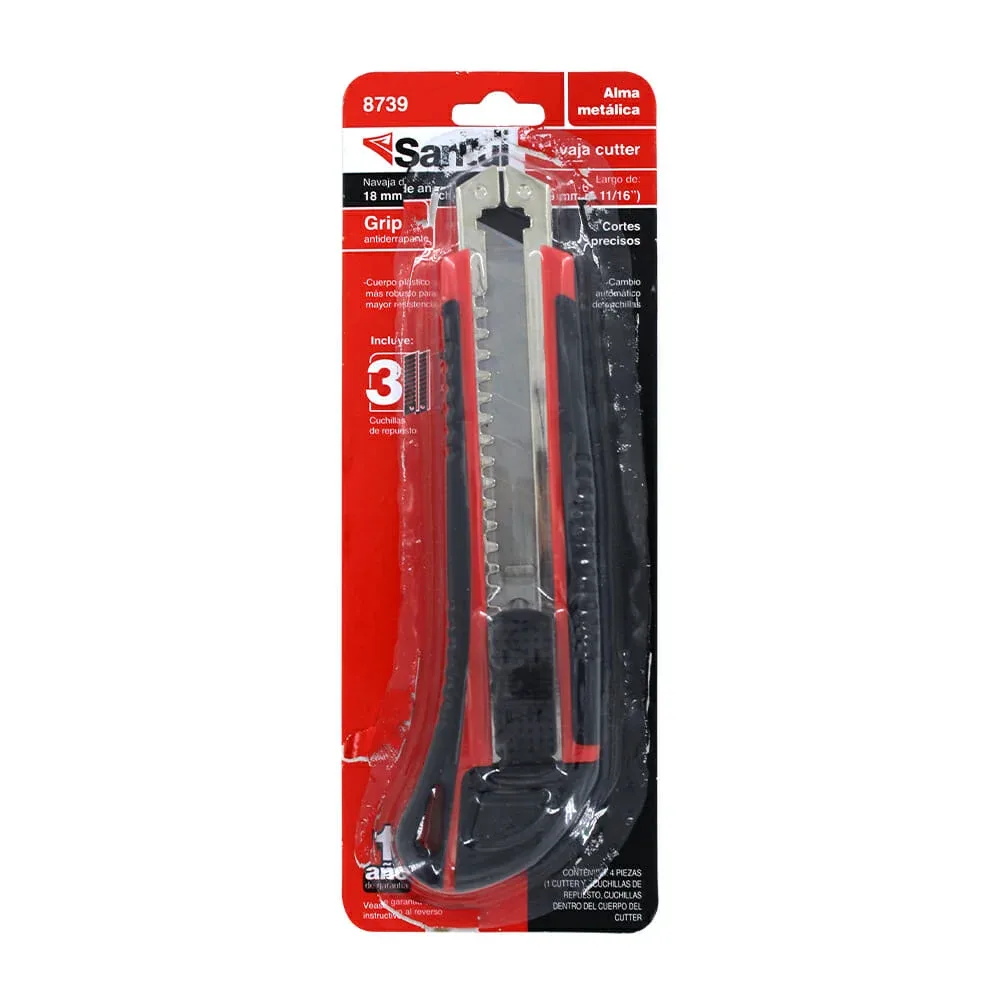Cutter grande santul con 3 navajas repuesto de 5 1/2 pulgadas, ancho de 18mm y grip antiderrapante / 0522