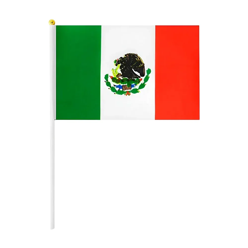 Bandera de méxico nacional pequeña con palillo de plástico y medida de 40cm
