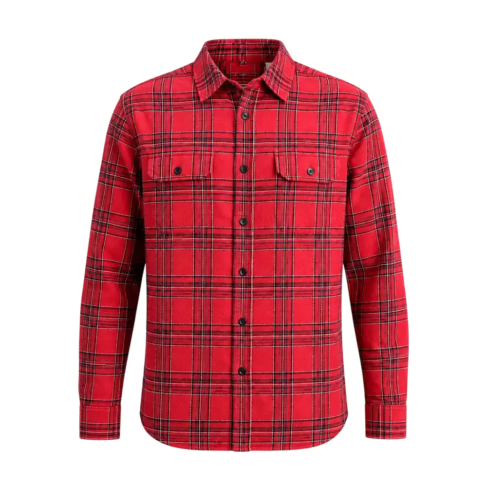 Camisa levis original de franela, manga larga, tono rojo + bolsillos, variedad