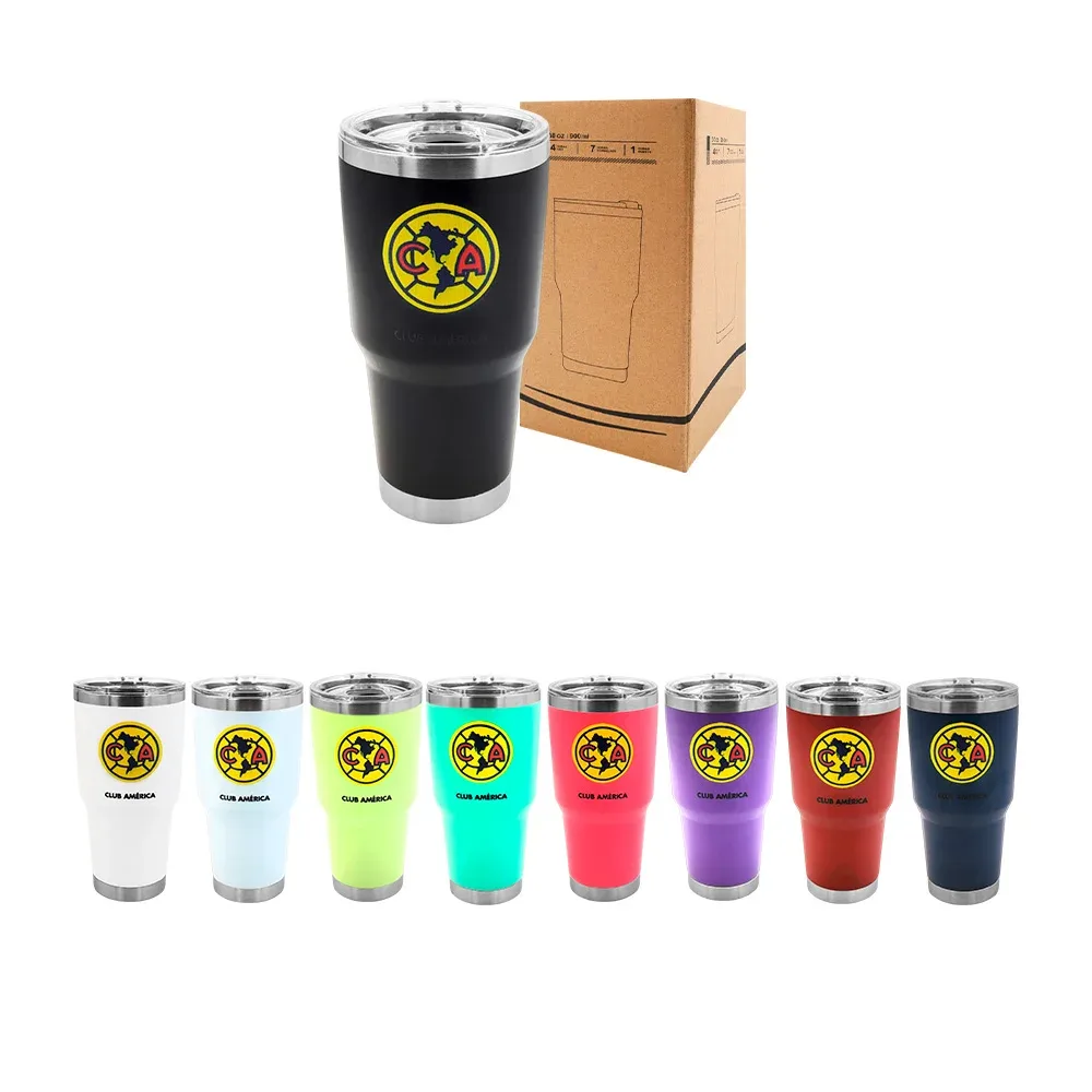Vaso termo de acero inoxidable con estampado del logo club américa, 30oz