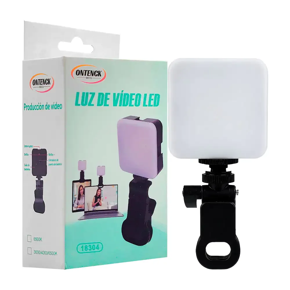 Lámpara / luz de relleno portátil para fotos o videos con pinza para celular y computadora