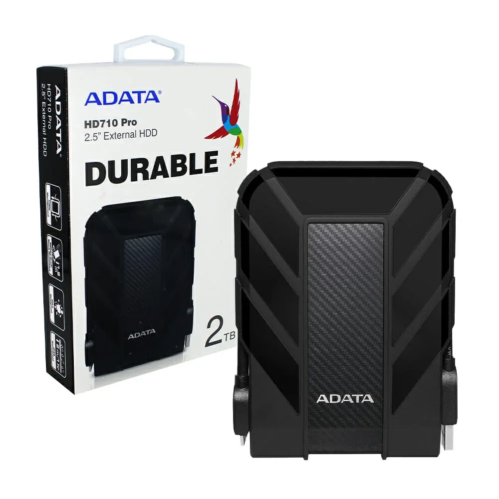 Unidad de disco duro externo 2.5" hdd adata color negro versión hd710 pro durable uso rudo con puerto usb 3.1 y capacidad de 2tb / ahd710p-2tu31-cbk