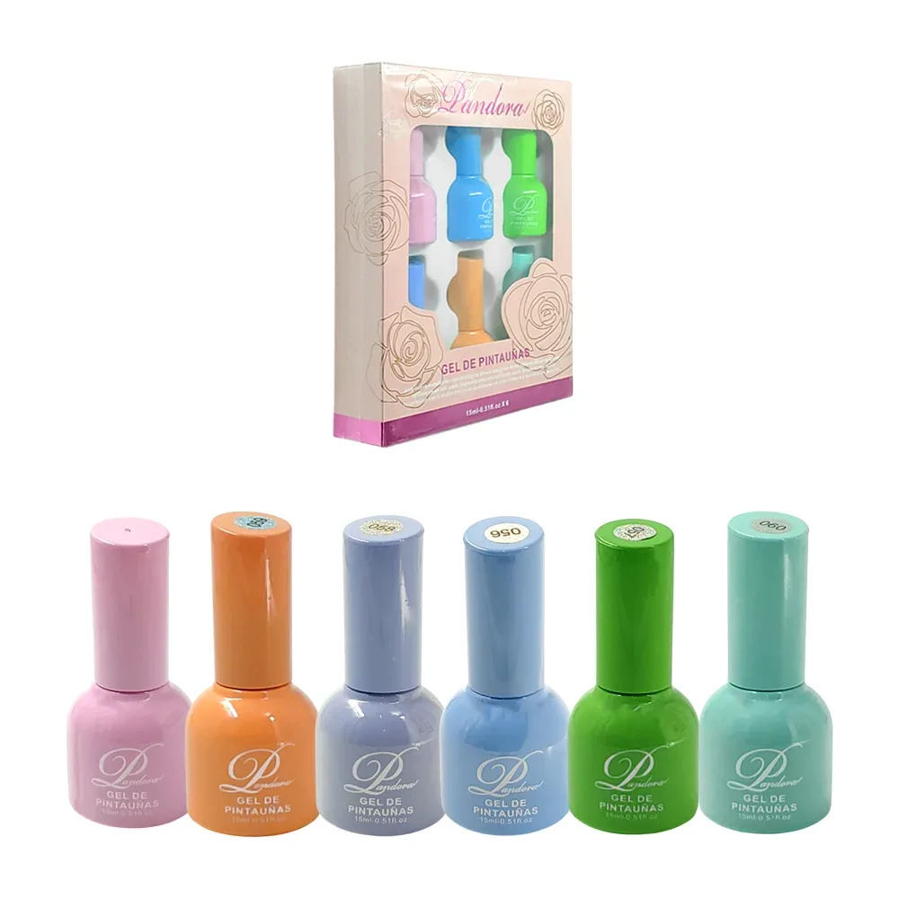Set pandora con 6 esmalte para uñas de 15ml, variedad de colores