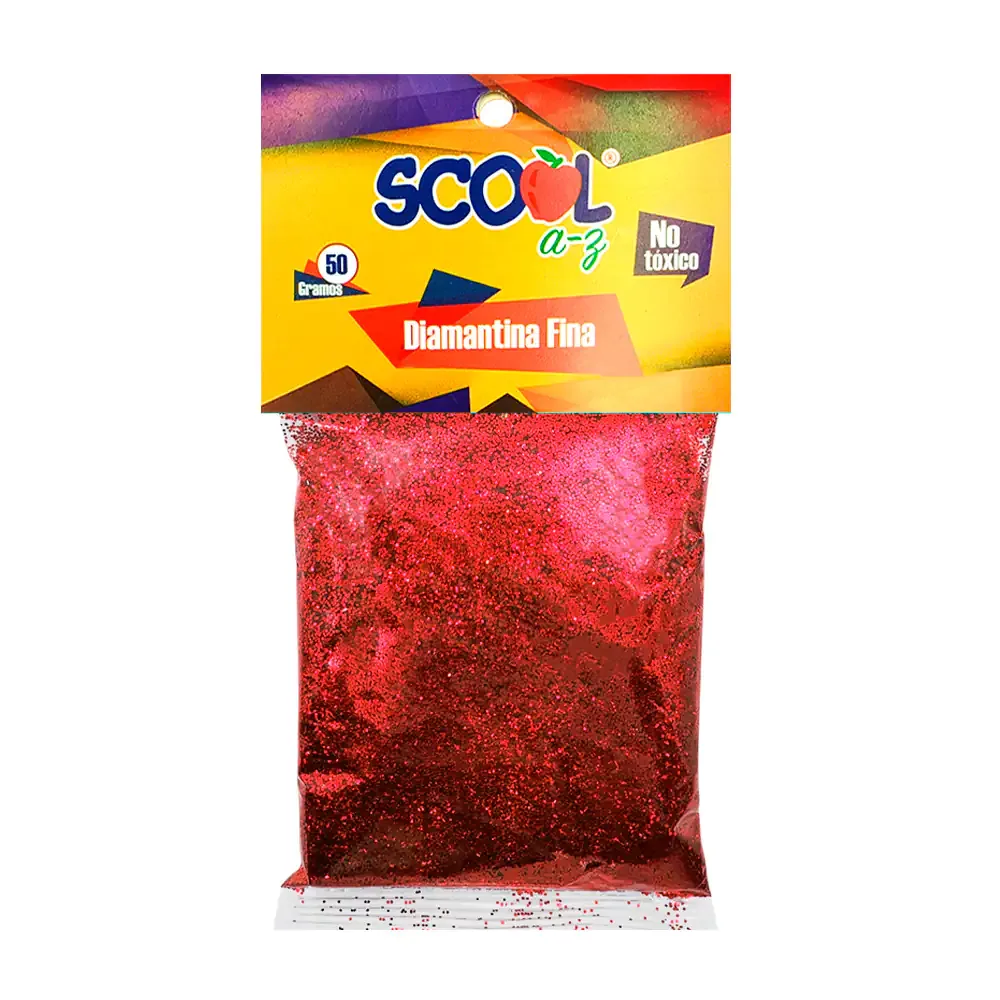Bolsa de diamantina fina scool de 50g en color rojo / 10898