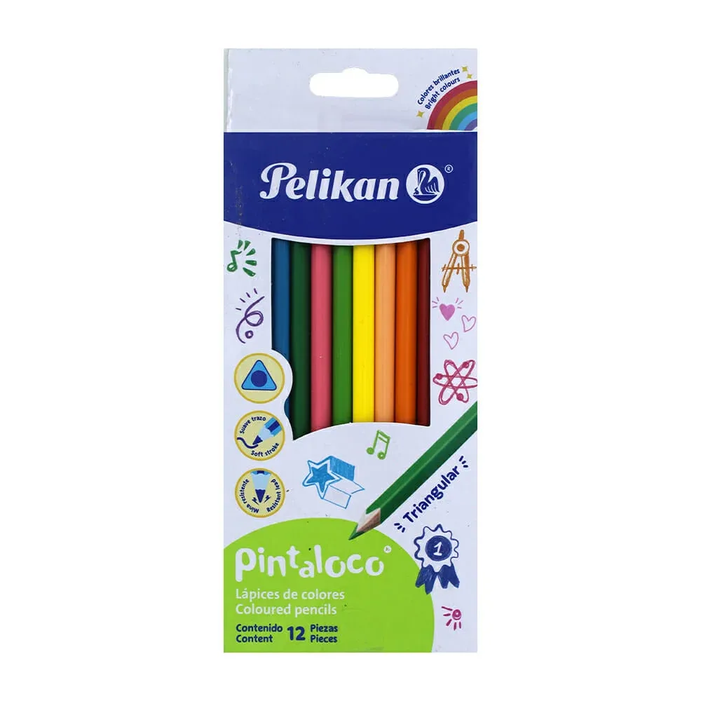 Caja con 12 lápices triangulares pelikan pintaloco de colores / 30330324