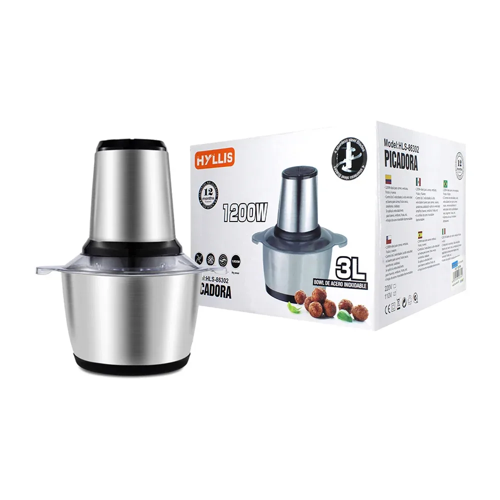 Picador de alimentos eléctrico tipo bowl de acero inoxidable y capacidad de 3l / hls-86302