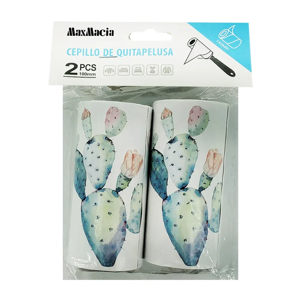 Paquete con 2 repuestos de rollo quita pelusa adhesivo 100mm, variedad de diseños estampados / 13195