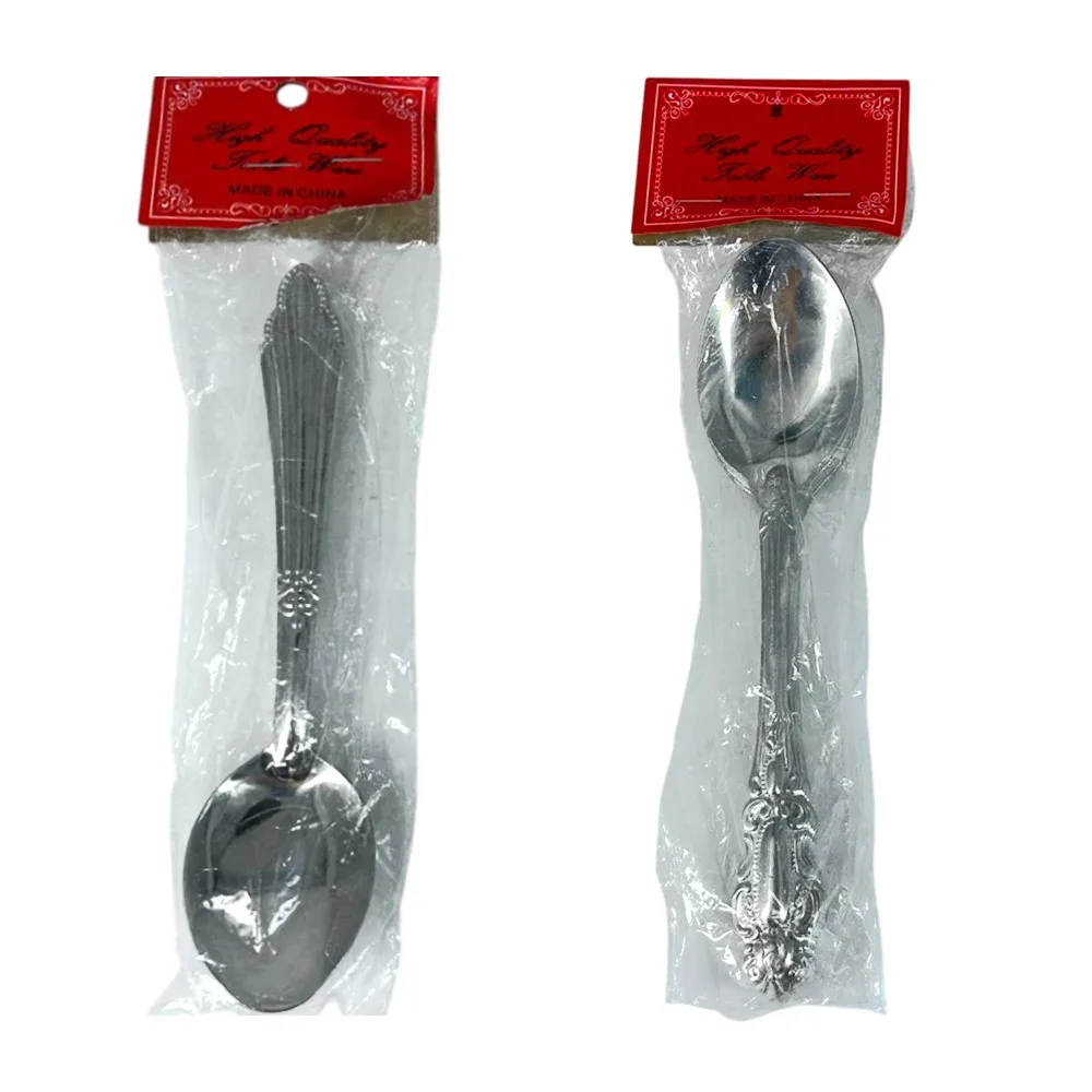 Paquete con 12 cucharas soperas de acero inoxidable con diseño en agarradera / high quality table ware / a2101