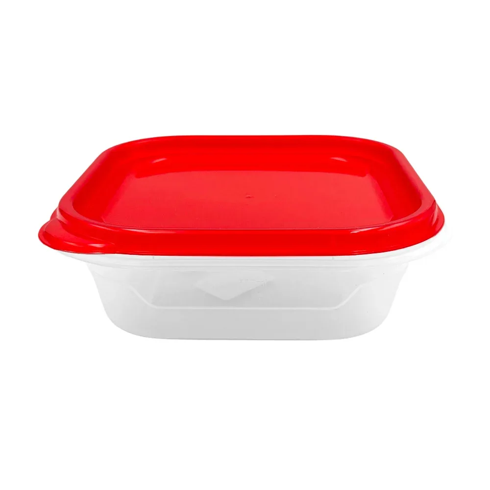Tupper cuadrado de plástico con tapa, capacidad 23oz-680 ml, variedad de colores / 060512 / envase cuadrado