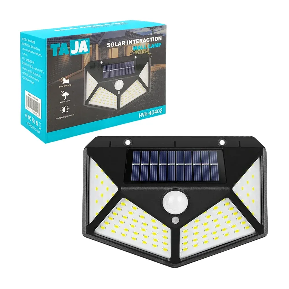 Lámpara solar taja para exteriores, uso rudo, sensor de movimiento y panel solar