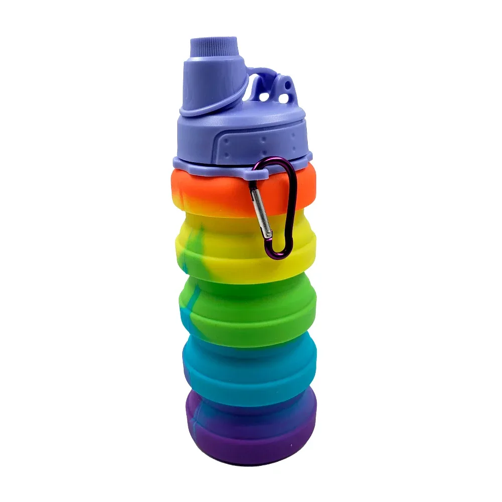 Botella de silicon plegable con capacidad de 420ml y tapón sellable, variedad de colores / sports folding water cup / 80941 / hh-920014