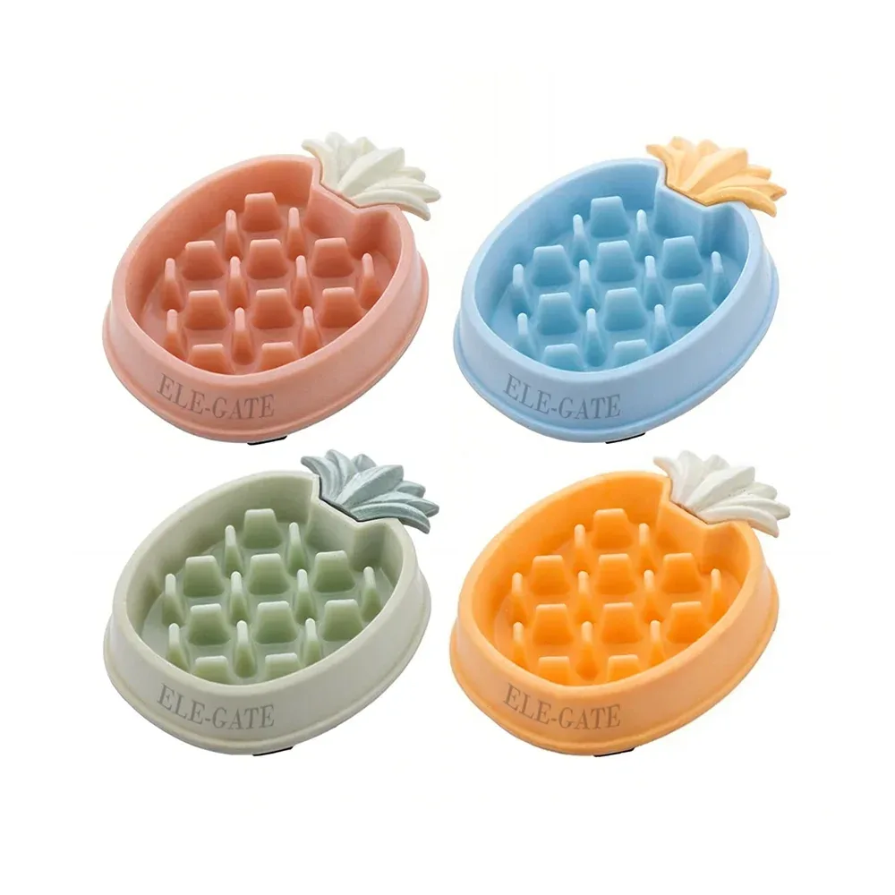Plato mediano de 26cm anti asfixia en forma de piña para mascota, variedad de colores / mas.06.9
