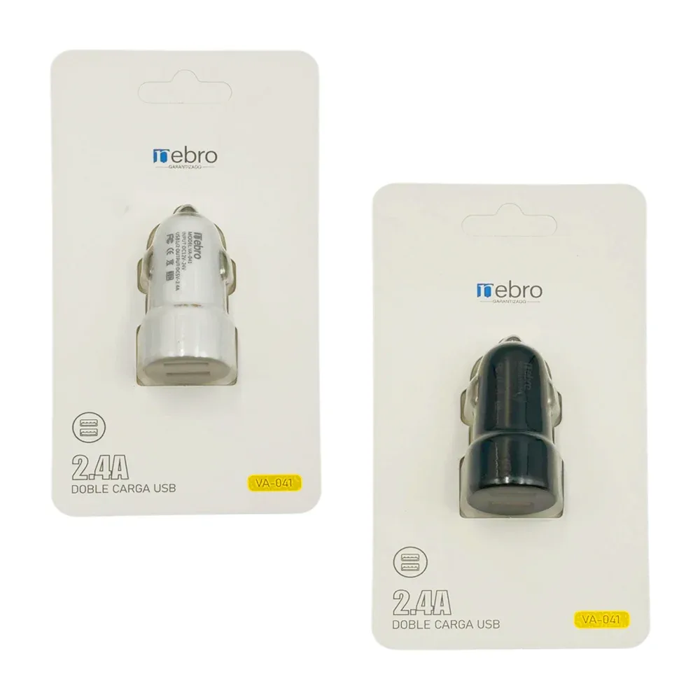 Plug cargador con 2 puertos usb, para automóvil, variedad de colores / 364024