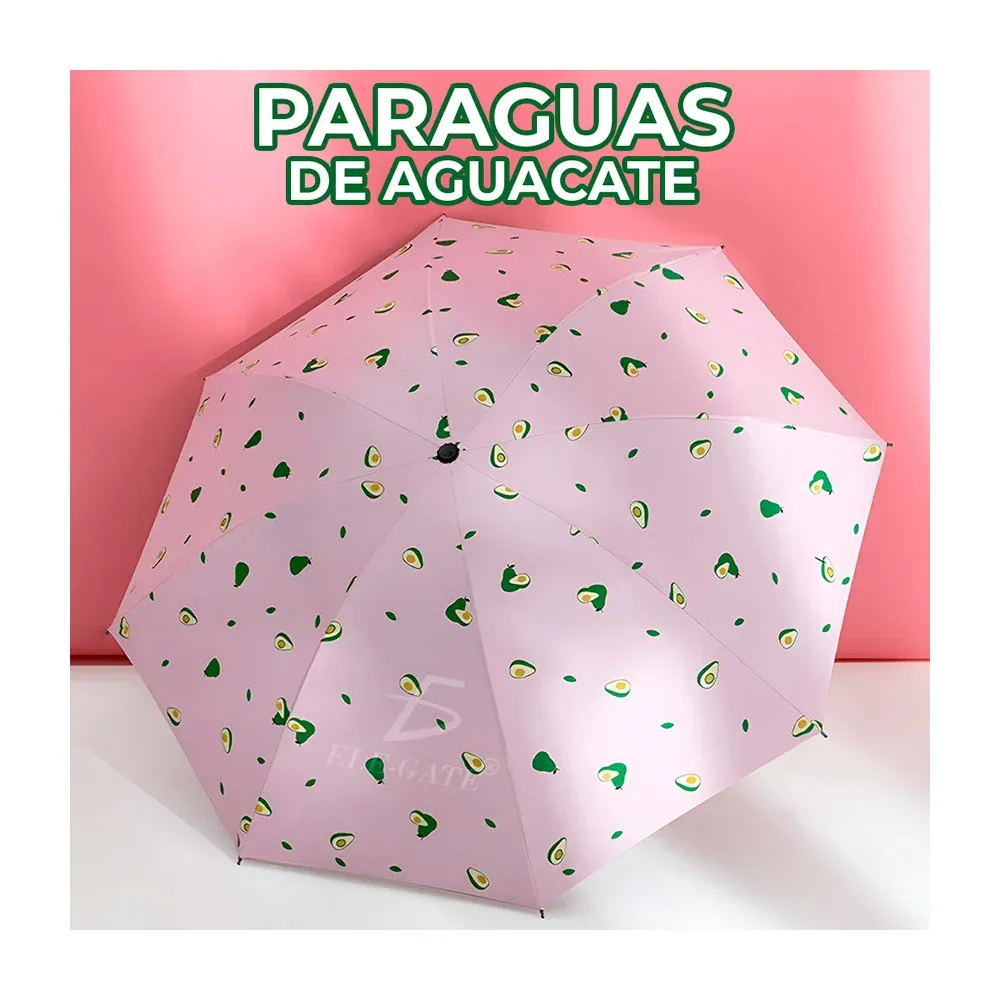 Paraguas reversible de bolsillo con estampado de aguacates, variedad de colores