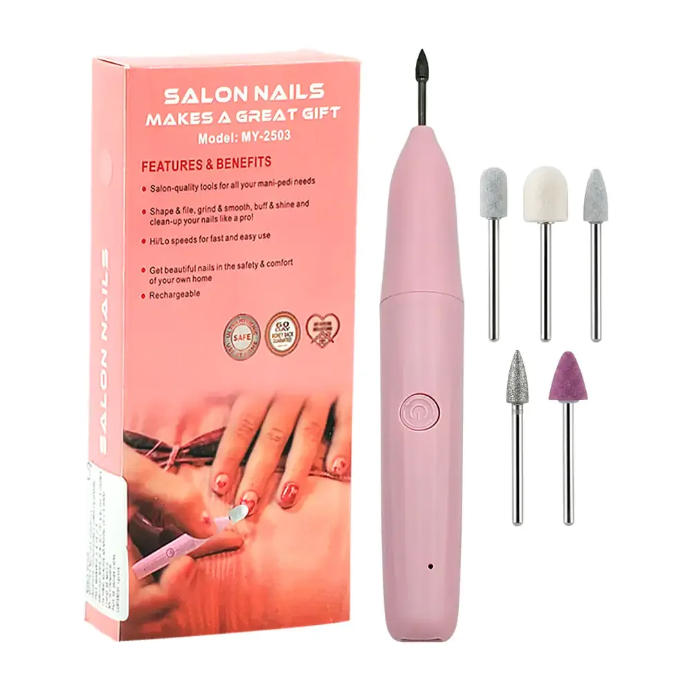 Esmeril para uñas recargable con 5 cabezales intercambiables manicura y pedicura