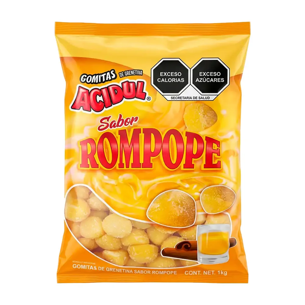 Paquete acidul con gomitas sabor rompope con canela y espolvoreadas de azúcar, 1 kilo / 980026