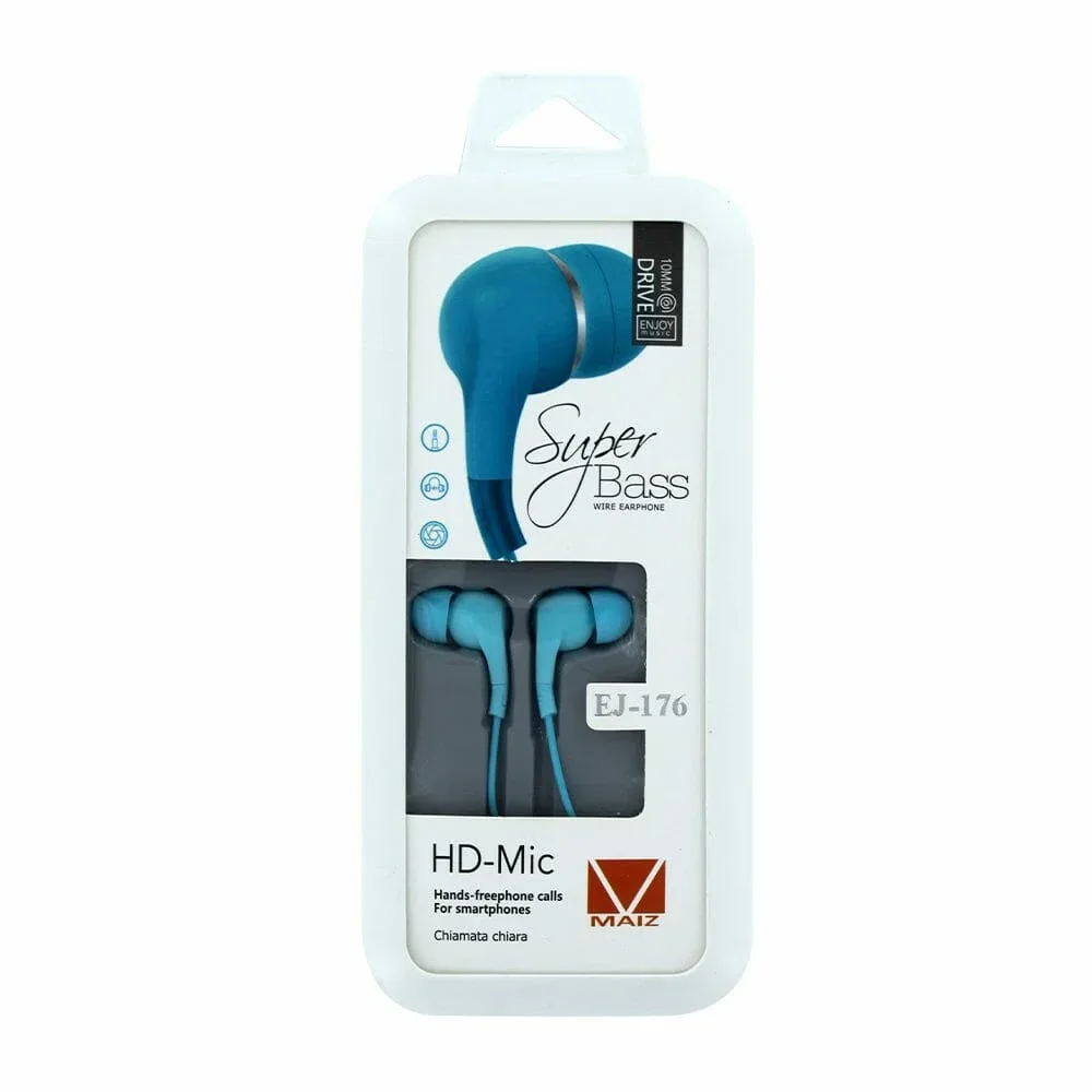 Audífonos alámbricos super bass wire earphone maiz ej-176