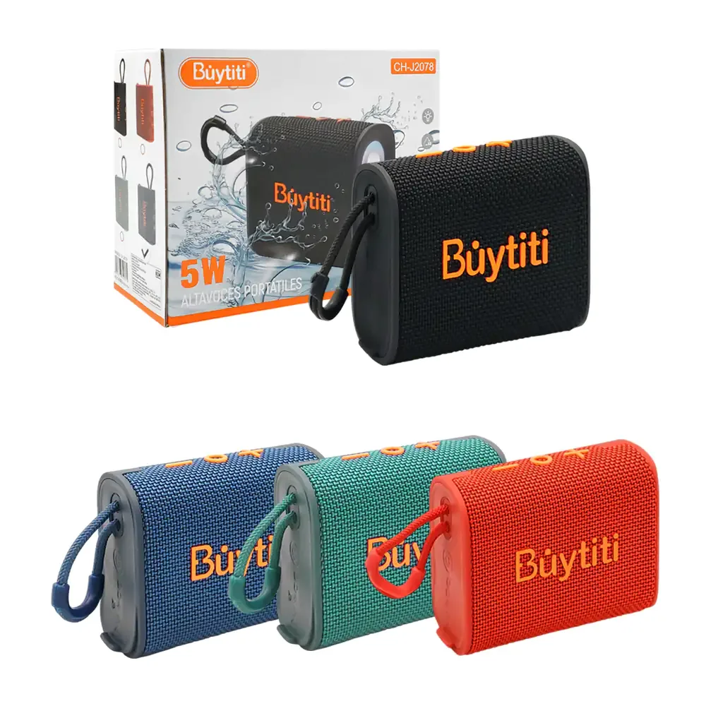 Bocina inalámbrica bluetooth buytiti cuadrada con luz rgb + asa, variedad