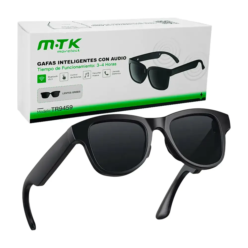 Lentes inteligentes mtk oscuros, conexión bluetooth con bocina y micrófono
