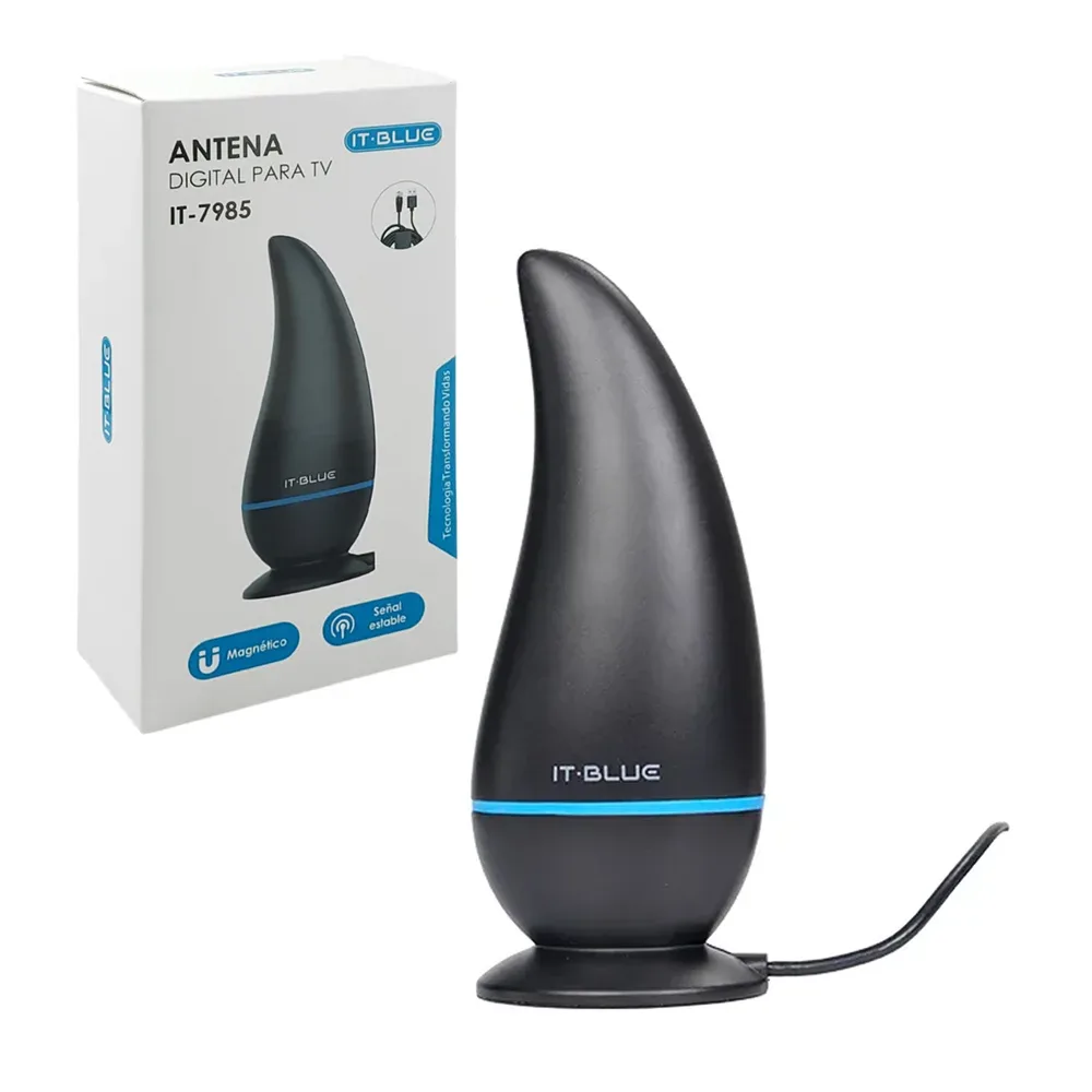 Antena digital para tv con diseño tipo gota, base magnética y conexión usb