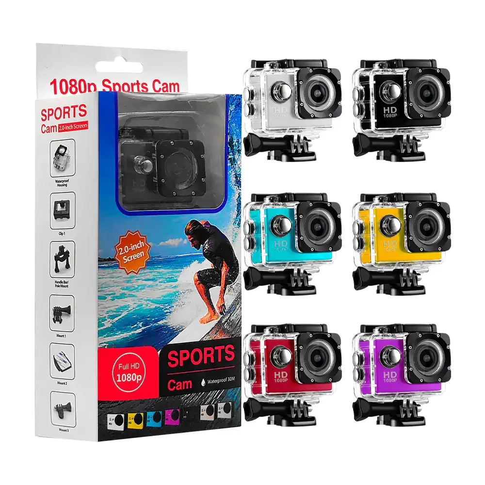 Cámara tipo go pro con resolución ajustable waterproof 30m / sports cam / 11482 / cam01 / zxj-2110