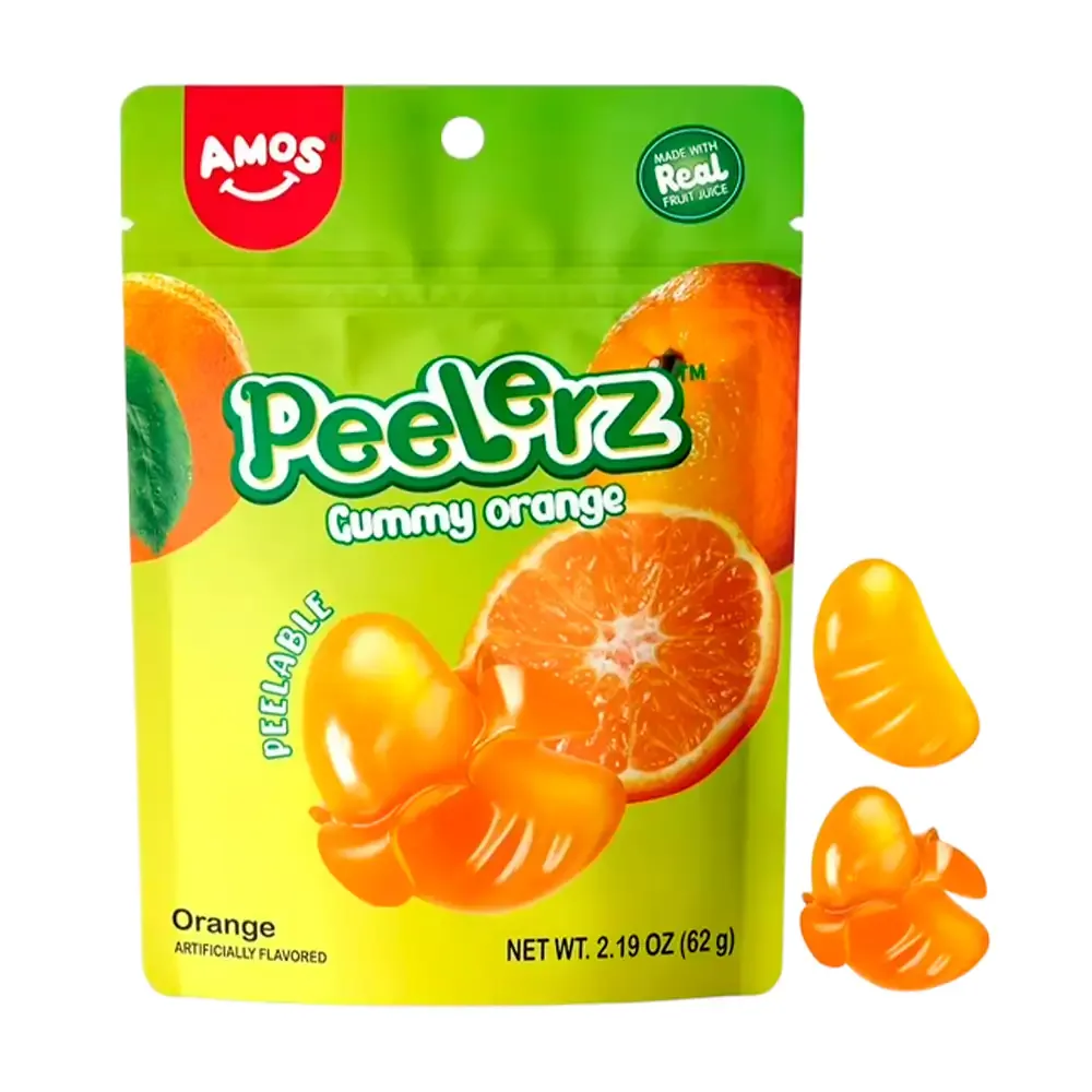 Bolsa con gomitas peelerz pelables con sabor a naranja, 65g / 082321