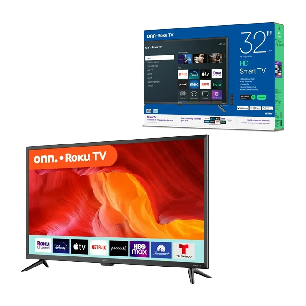 Pantalla smart tv onn de 32 pulgadas con roku tv 720p y control remoto