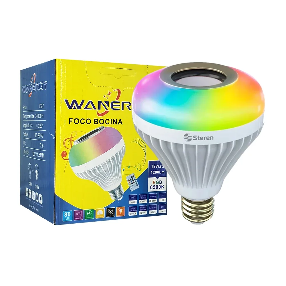 Foco bocina luz led rgb wanergy con control remoto y consumo de 12 watts / 07274