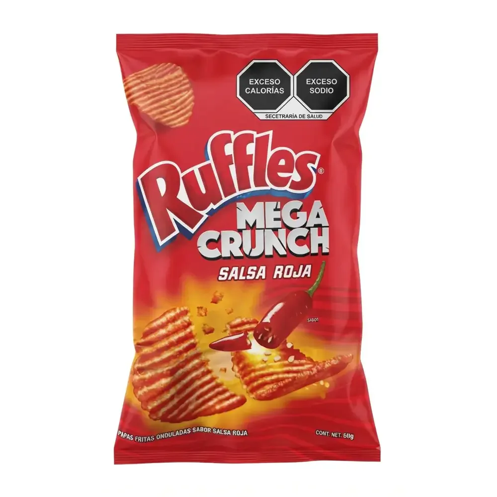 1pz Bolsa de ruffles mega crunch sabor salsa roja, 50g / 046706