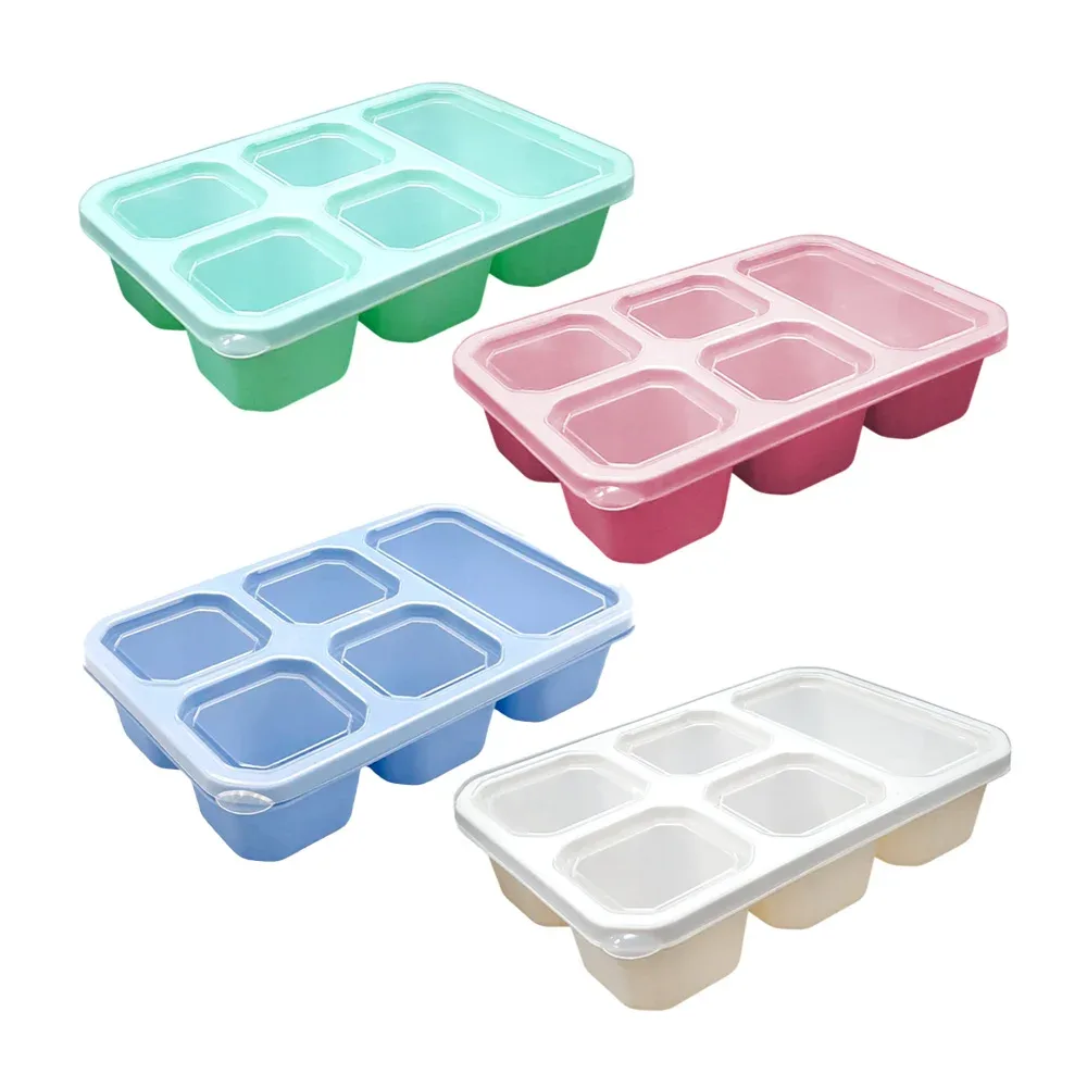 Tupper de plástico con 5 compartimentos y tapa con cierre hermético, variedad