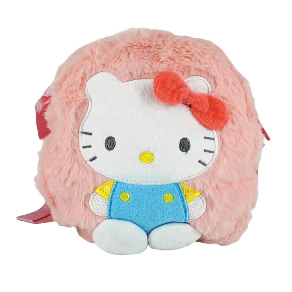 Bolsa infantil redonda de peluche con diseño de personajes hello kitty con correa de tela / bla2