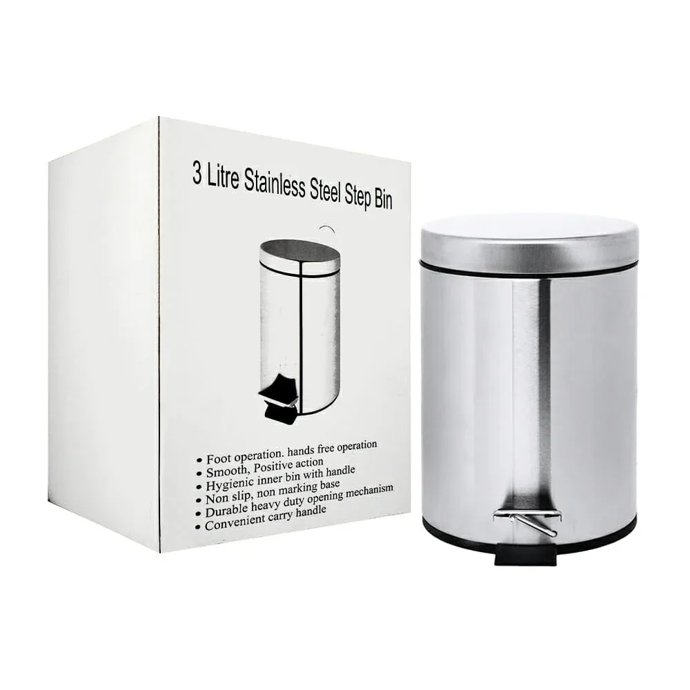Bote cesto de basura de acero inoxidable con pedal para tapadera y con capacidad 3L / ro-3l