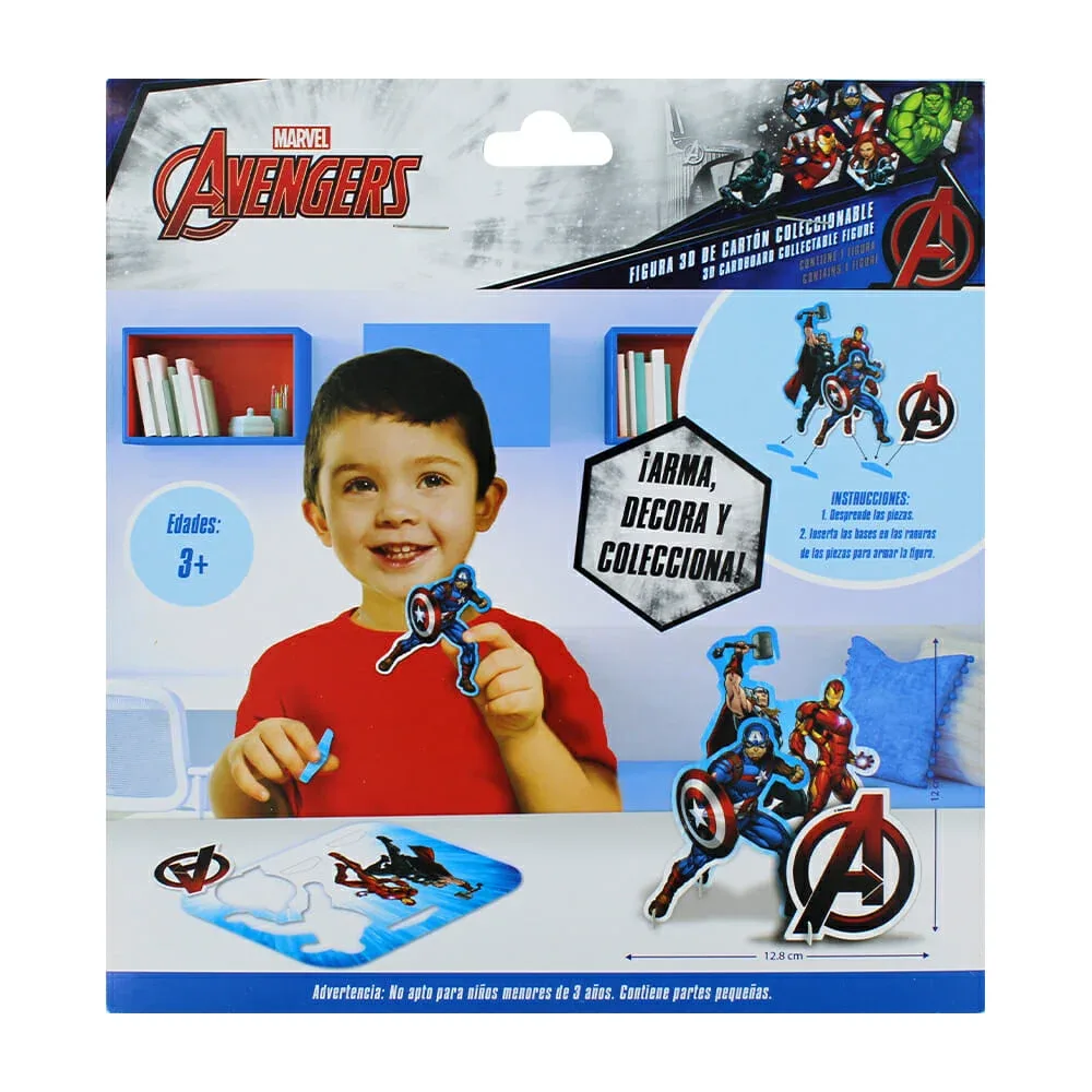 Paquete con 4 figuras granmark de cartón con efecto 3d y diseño de avengers 12.8cm / 6075-6