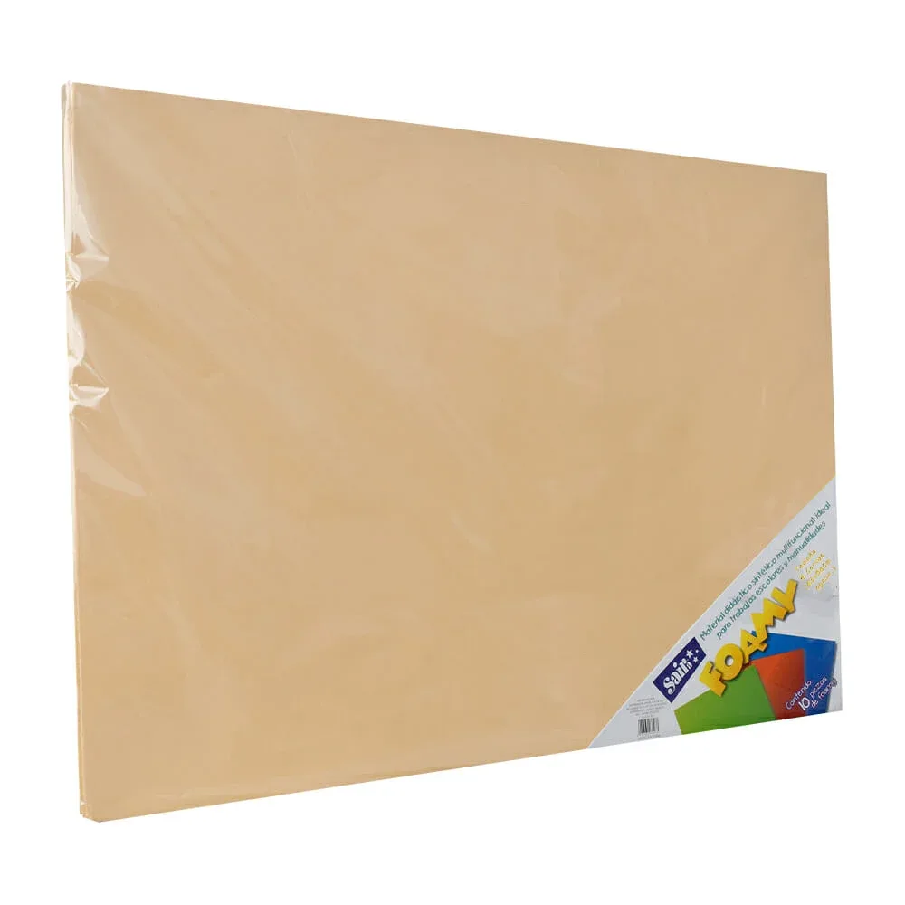 Paquete con 10 hojas de foamy liso tamaño 4 cartas o 43x56cm color carne / 033138