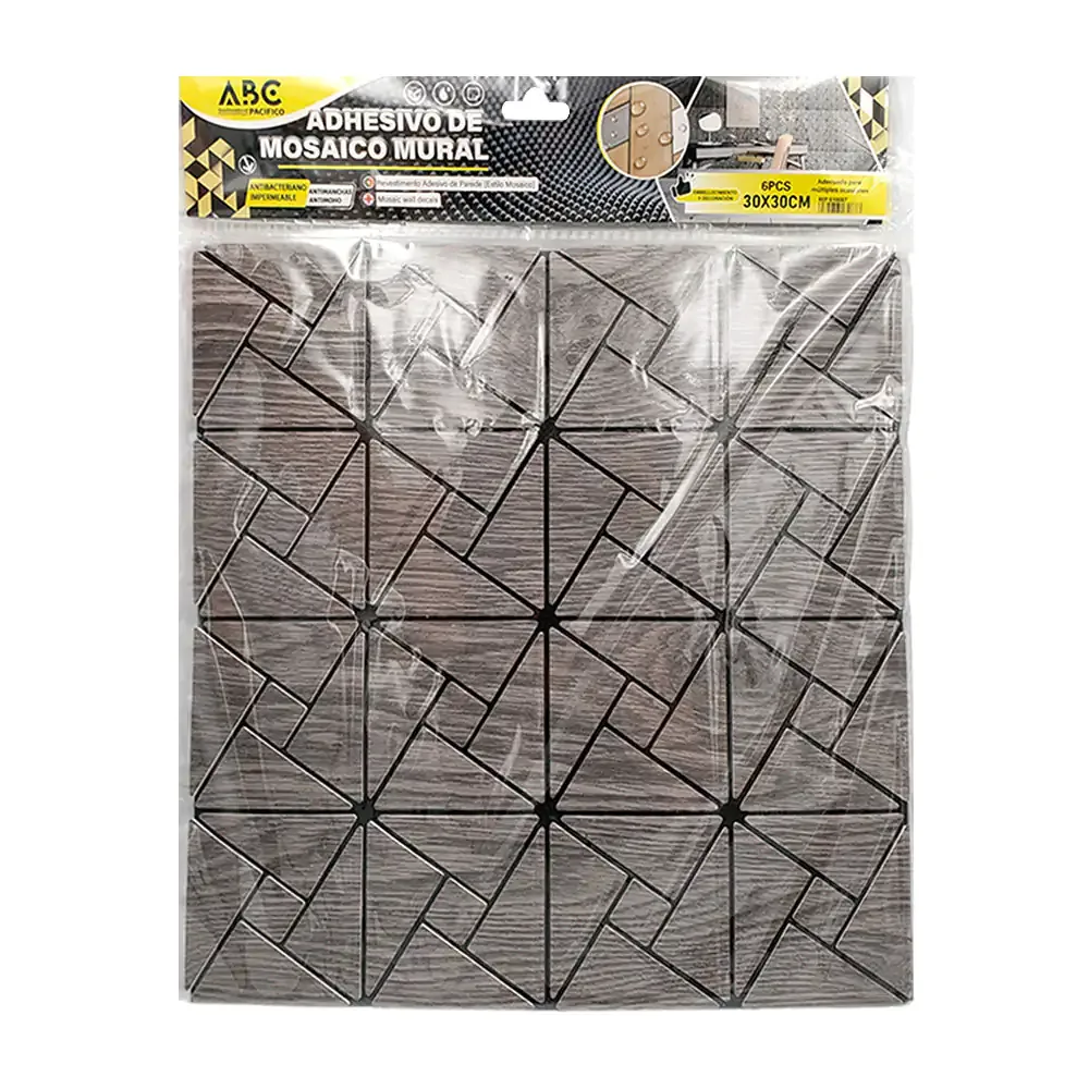 Paquete con 6 láminas para pared, 30x30cm con diseño estilo rehilete y efecto madera / 610087