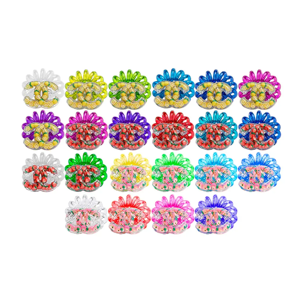 1pza Dona liga en espiral transparente con frutas encapsuladas manzana, limón, fresa, variedad de colores / 532194