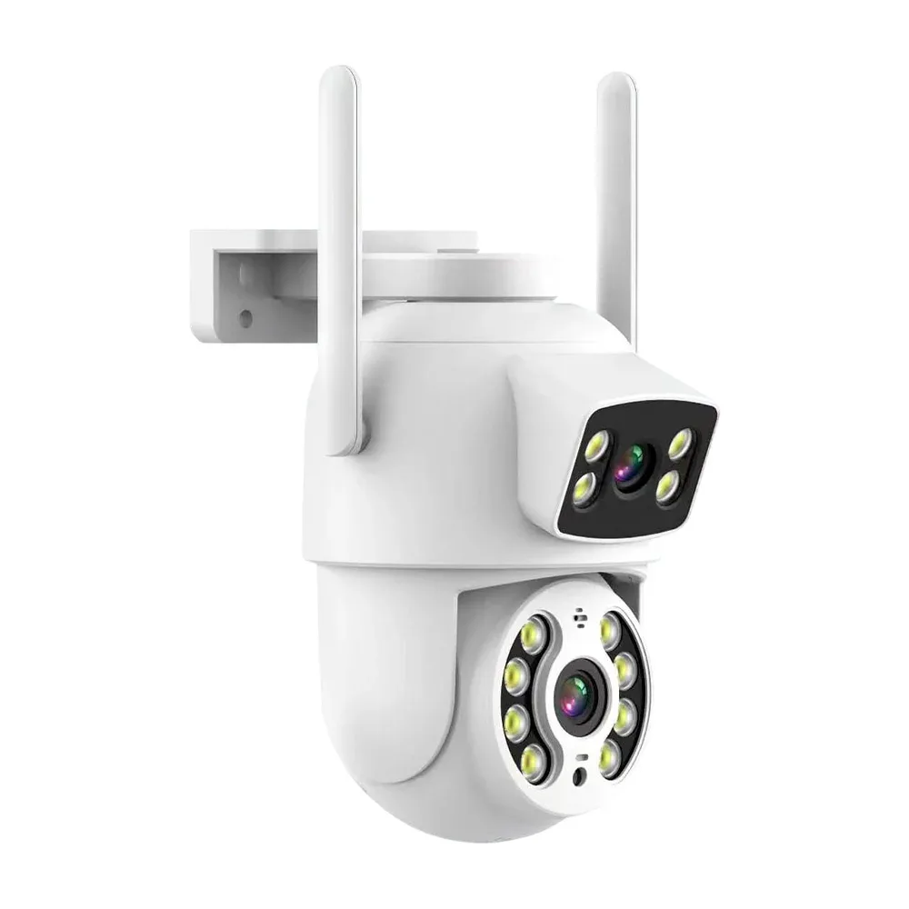 Cámara de seguridad inteligente, wifi, de doble lente con sensor de movimiento