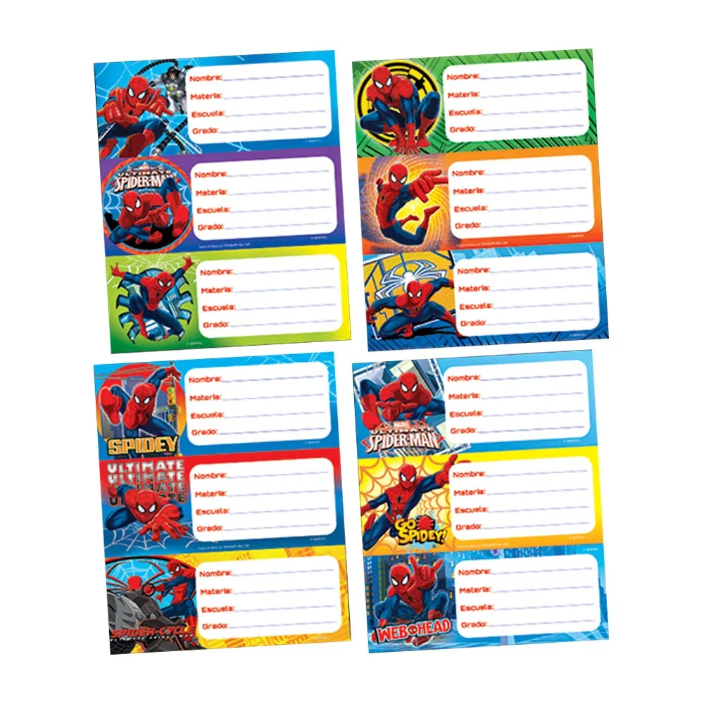 Paquete con 100 calcomanías escolares de couché adhesivo granmark con diseño de spider-man into the spiderverse