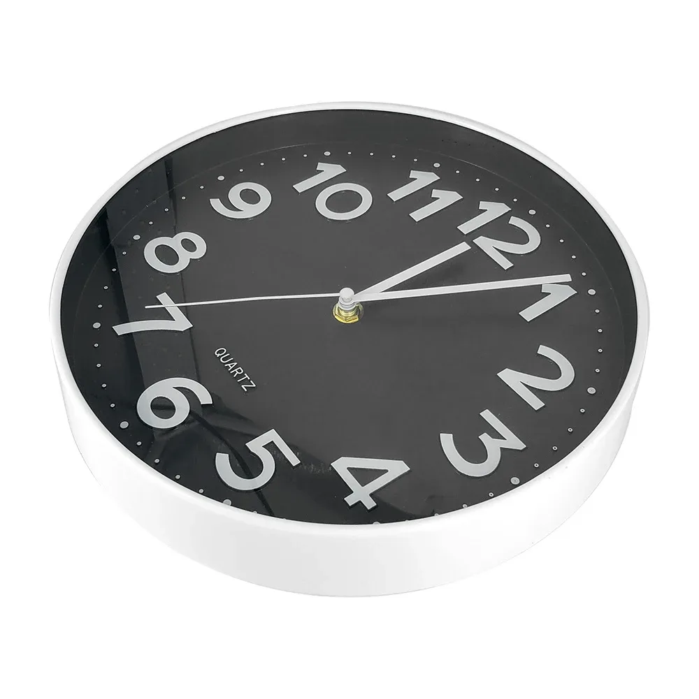 Reloj redondo de 25cm con números y manecillas para pared, variedad de colores / ep31170