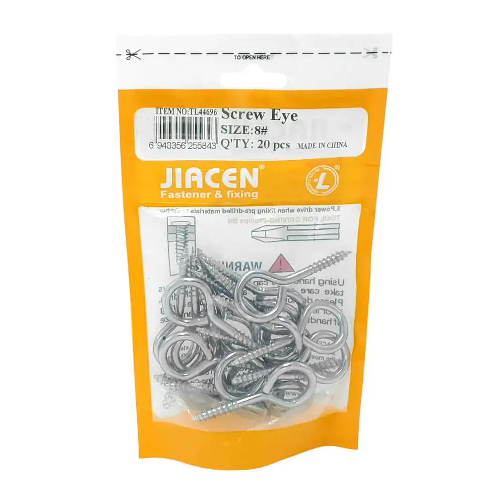 Bolsa con 20 armellas cerradas - tornillos de ojo del número 8 / screw eye