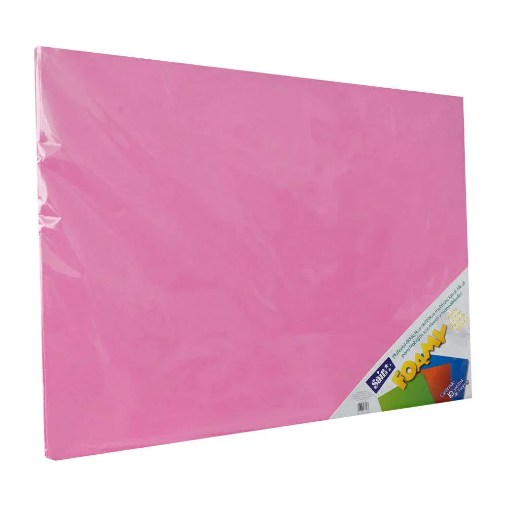 Paquete con 10 hojas de foamy liso tamaño 4 cartas o 43x56cm color fucsia / 033060