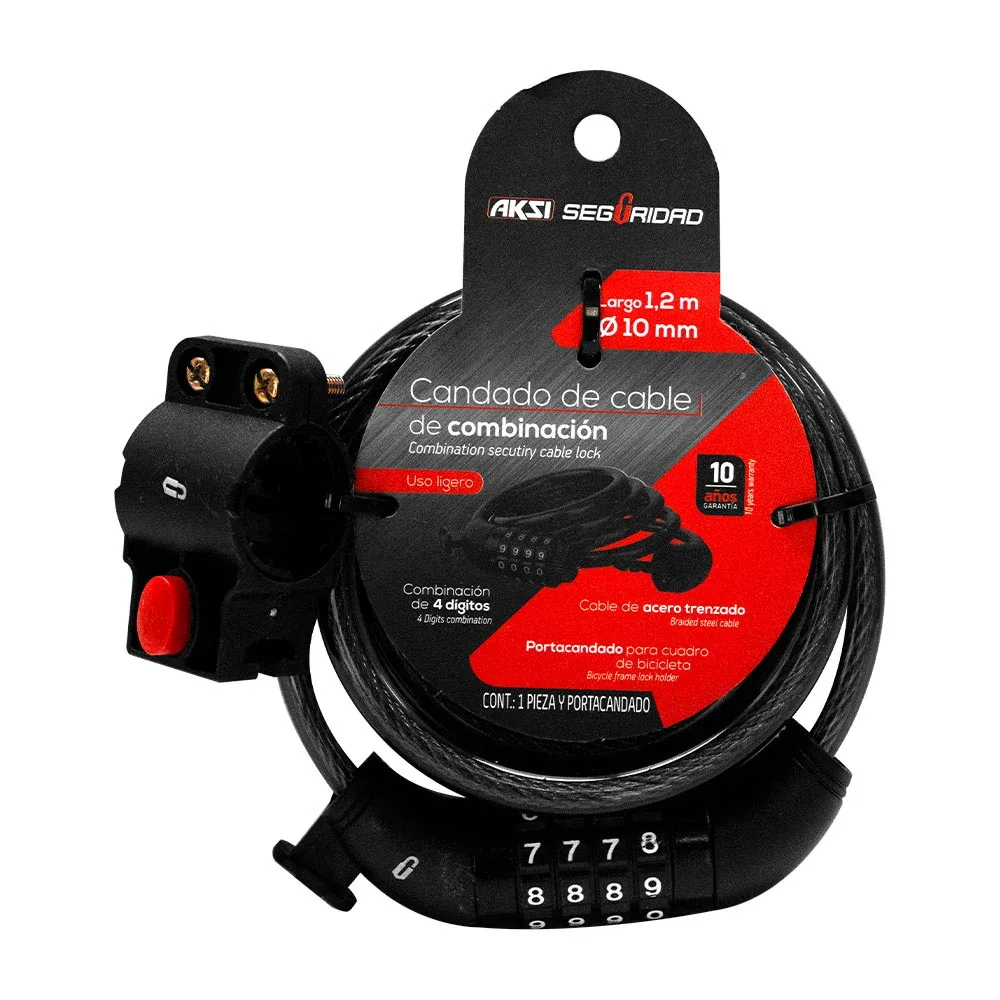 Candado de cable con combinación, uso ligero seguridad media / 108381