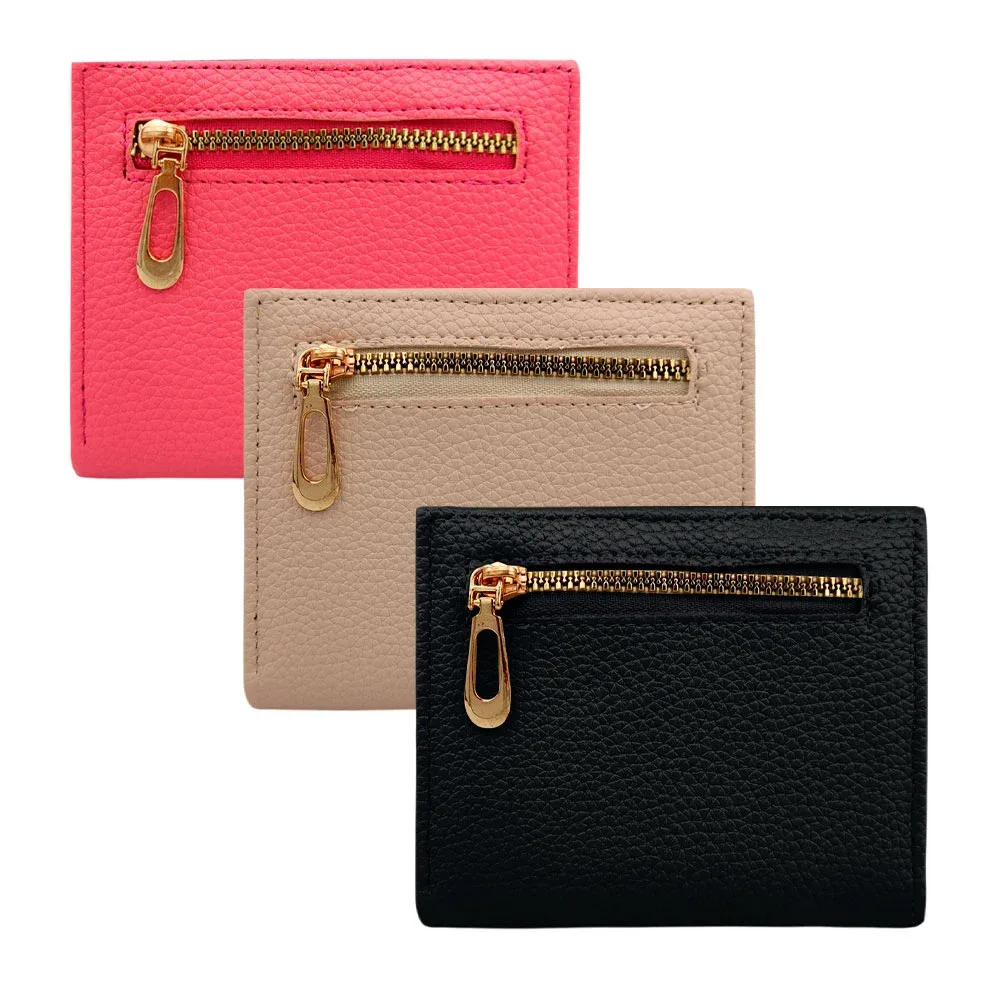 Cartera / monedero de piel sintética de cierre dorado para dama / c3492