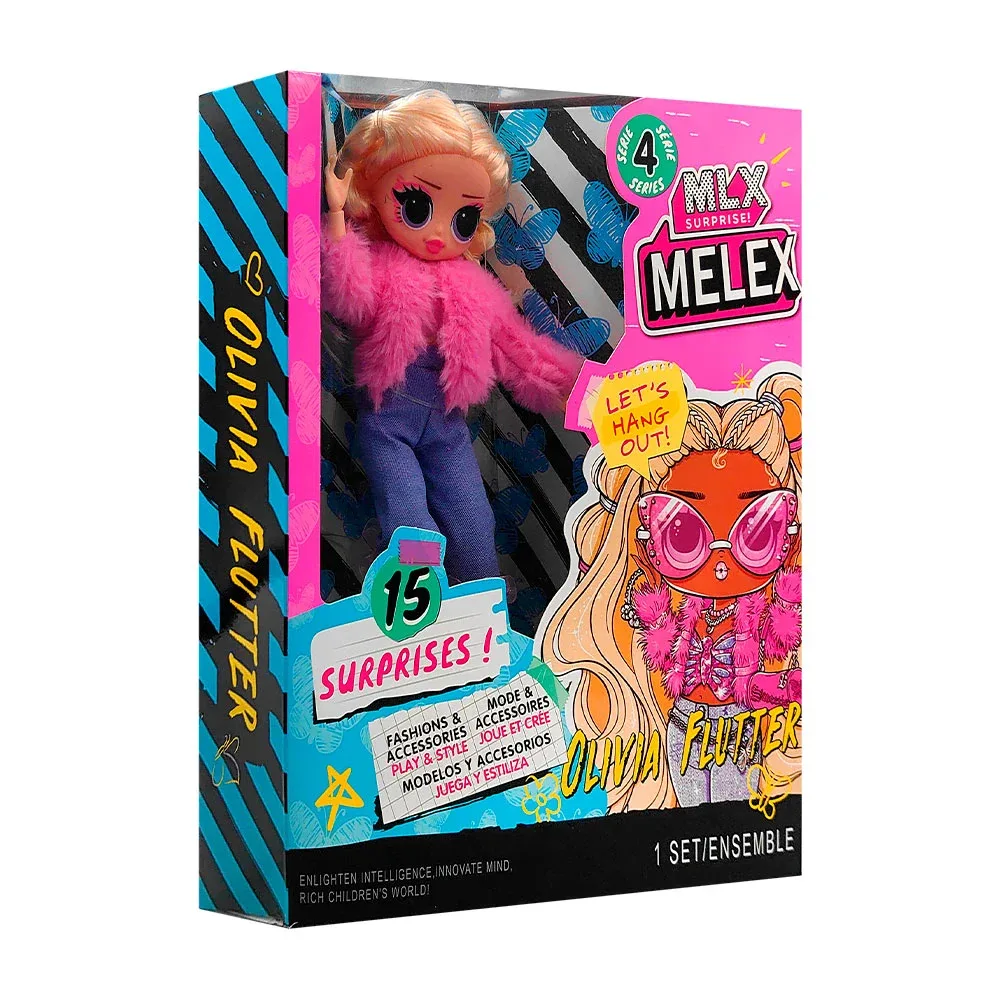 Muñeca articulada melex surprises tipo lol, variedad de modelos + accesorios