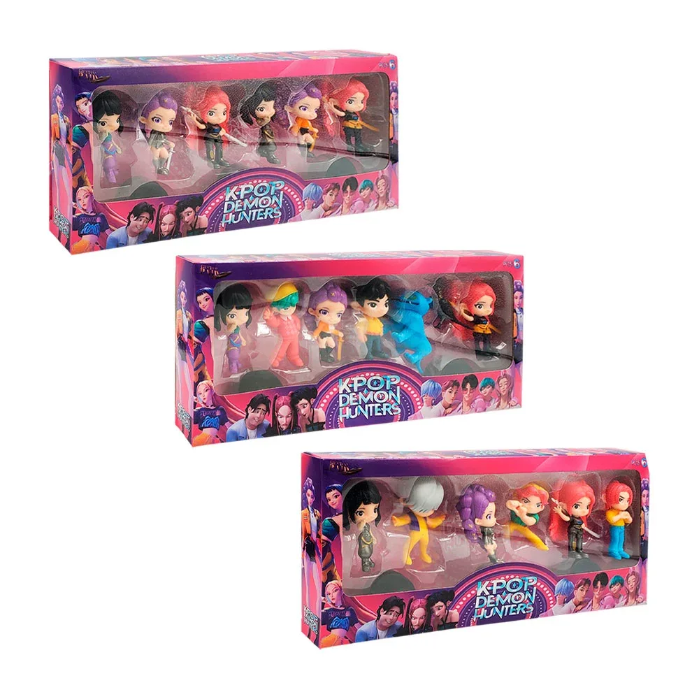 Paquete con 6 figuras kpop coleccionables + base negra, 7cm