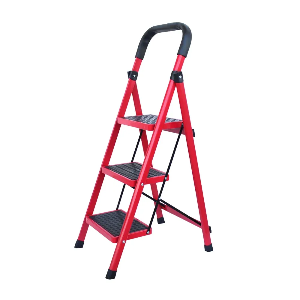 Escalera metalica plegable, con 3 escalones, gomas antiderrapantes