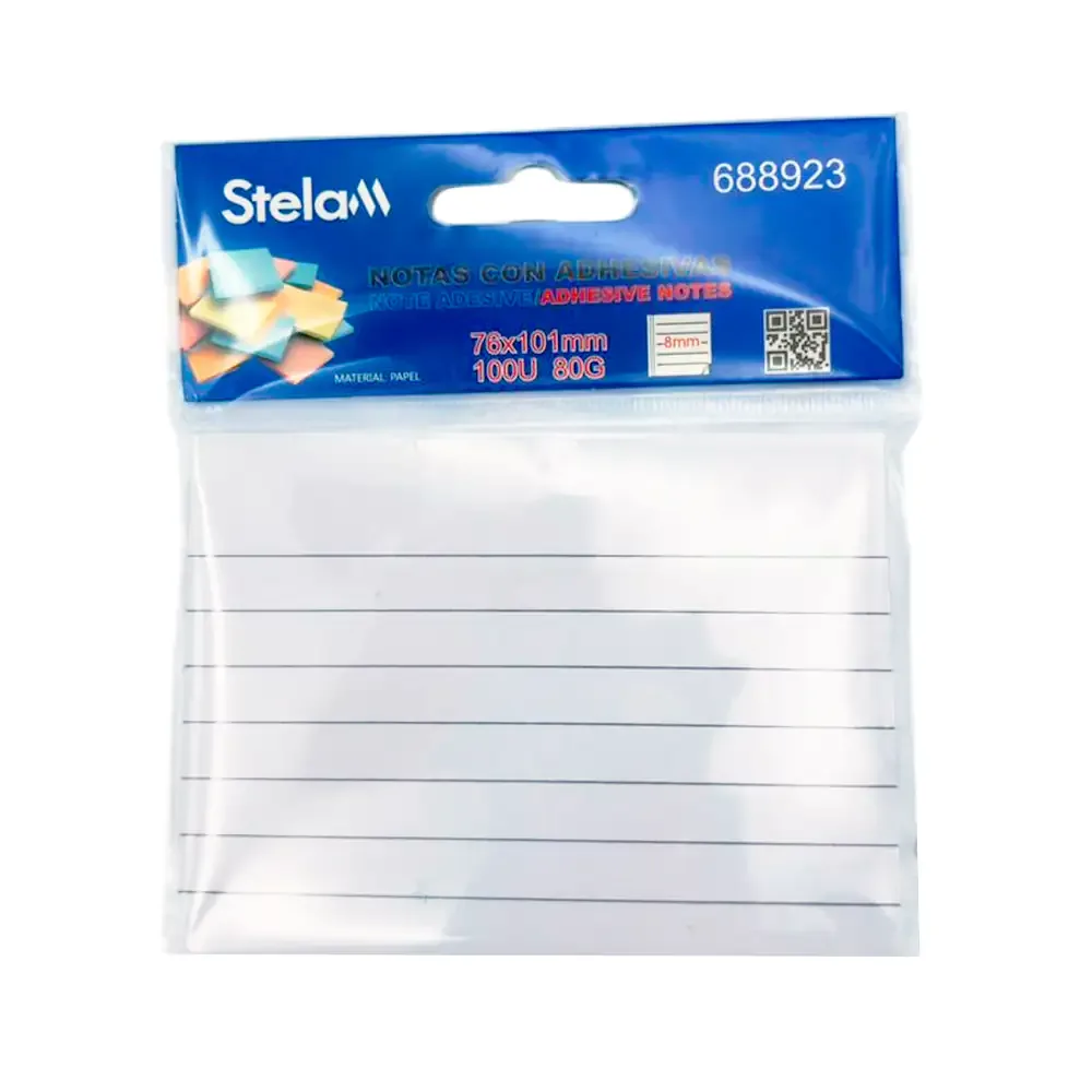 Paquete con 100 notas adhesivas post it stelam de 76x101mm con diseño de rayas